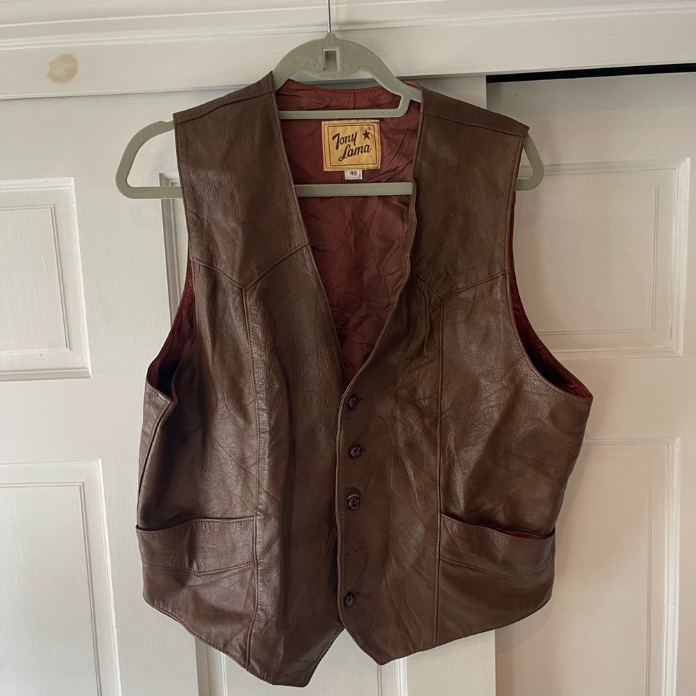 Vintage Leather Tony Lama Cowboy Vest